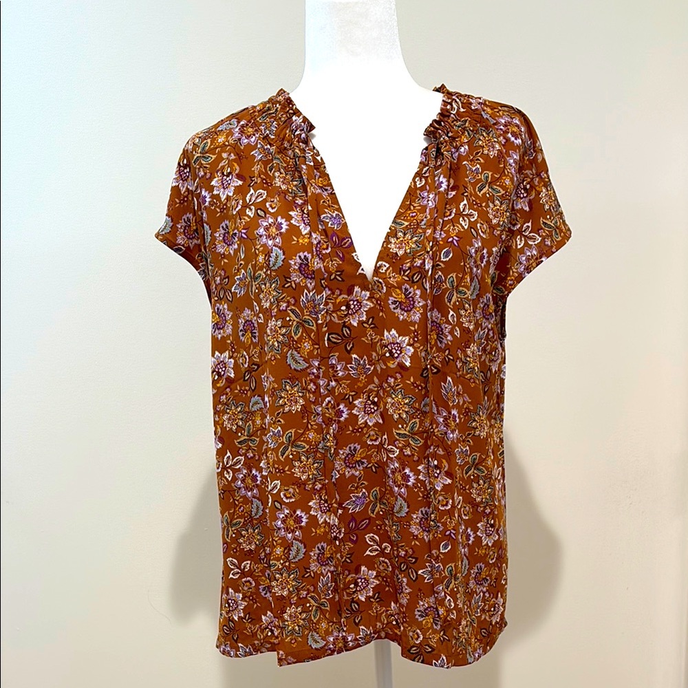 LOFT Outlet Mixed Media Tie-neck Blouse